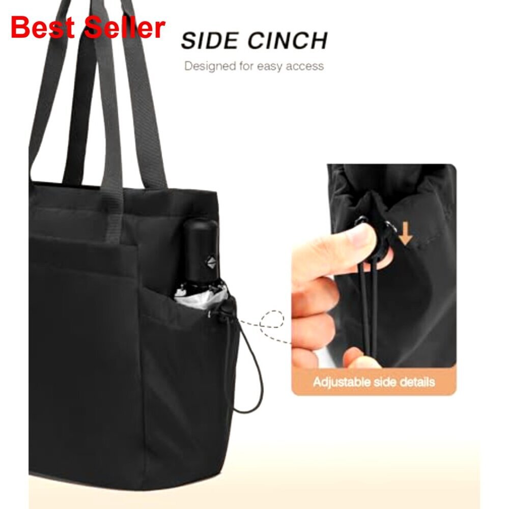 Large Lightweight Tote Bag with Zipper Compartments for Work Travel Gym - Picture 6 of 7